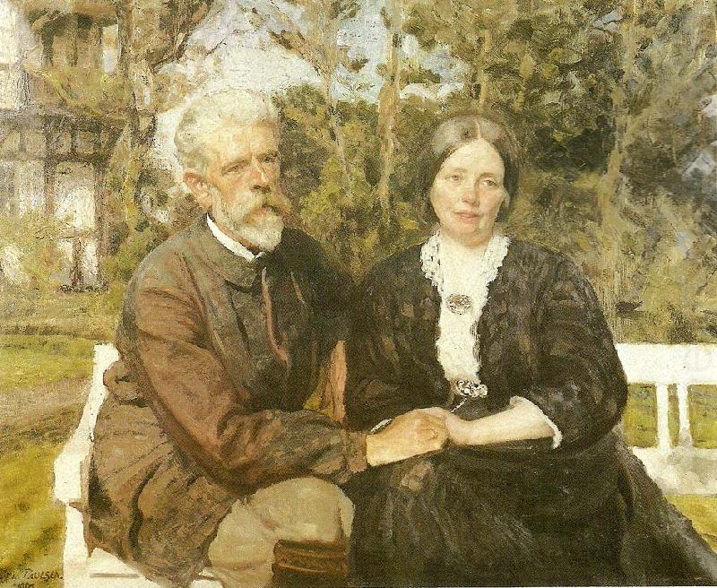 laurits tuxen og hustru frederikke i haven ved villa dagminne i skagen, Julius Paulsen